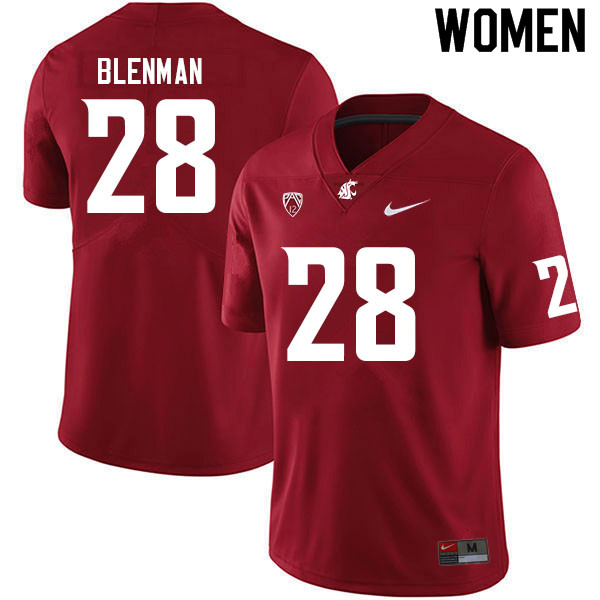 Women #28 Jhameil Blenman Washington State Cougars College Football Jerseys Sale-Crimson
